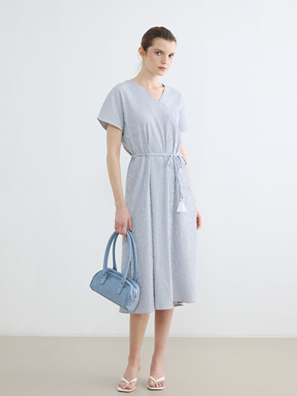 LCWAIKIKI Classic V Neck Striped A Form Dress