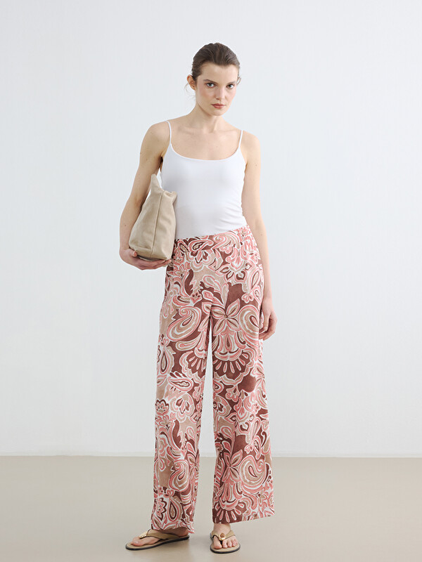 LCWAIKIKI Classic Elastic Waist Patterned Women's Trousers
