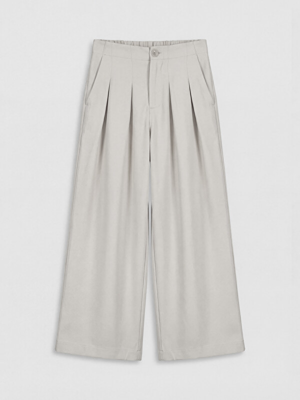 LC WAIKIKI Wideleg Pileli Kız Çocuk Gabardin Pantolon
