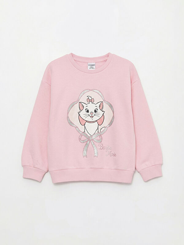 LCW Kids Bisiklet Yaka Marie Baskılı Kız Bebek Kalın Sweatshirt