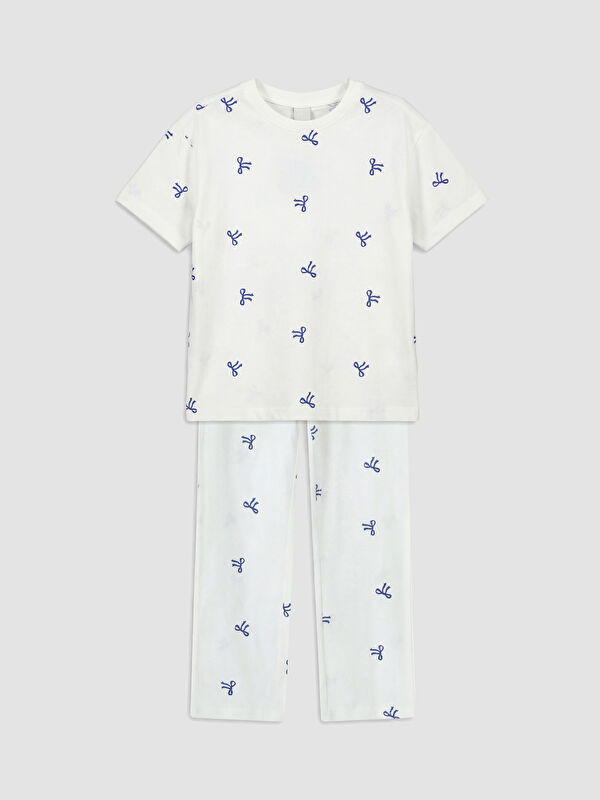 LCW Kids Fiyonk Baskılı Kız Çocuk Pijama Takımı