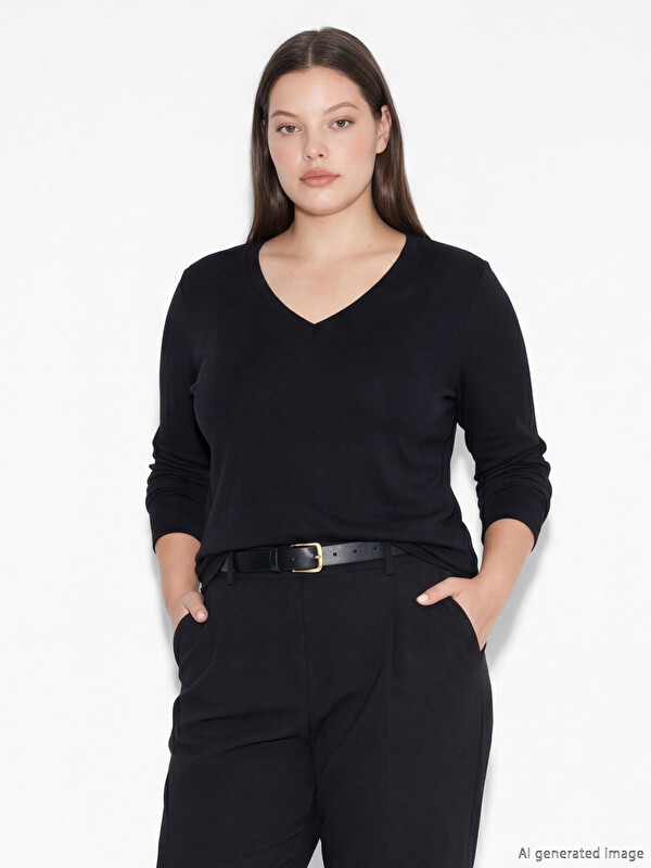 LCWAIKIKI Basic V Yaka Kadın Body