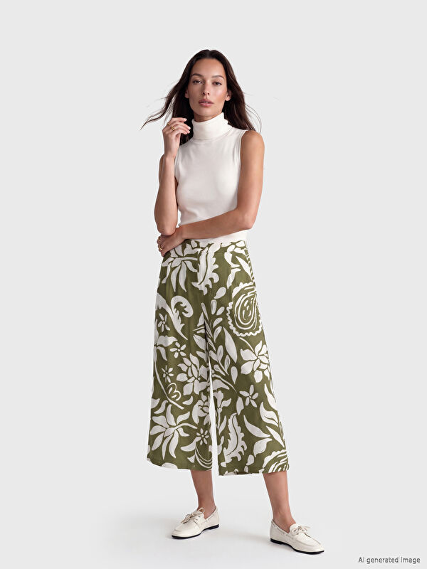LCW EVERYDAY Yüksek Bel Loose Fit Desenli Kadın Kapri