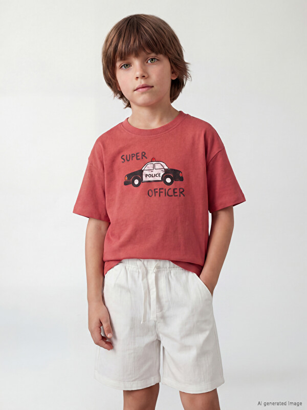 LCW Kids T-shirt me jakë të rrumbullakët i stampuar për djem