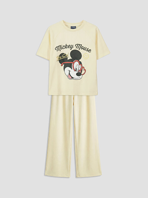 LCW Kids Mickey Mouse Baskılı Kız Çocuk Tişört ve Eşofman Altı