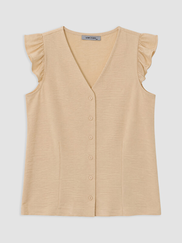 LCW STUDIO V Neck Frilled Blouse