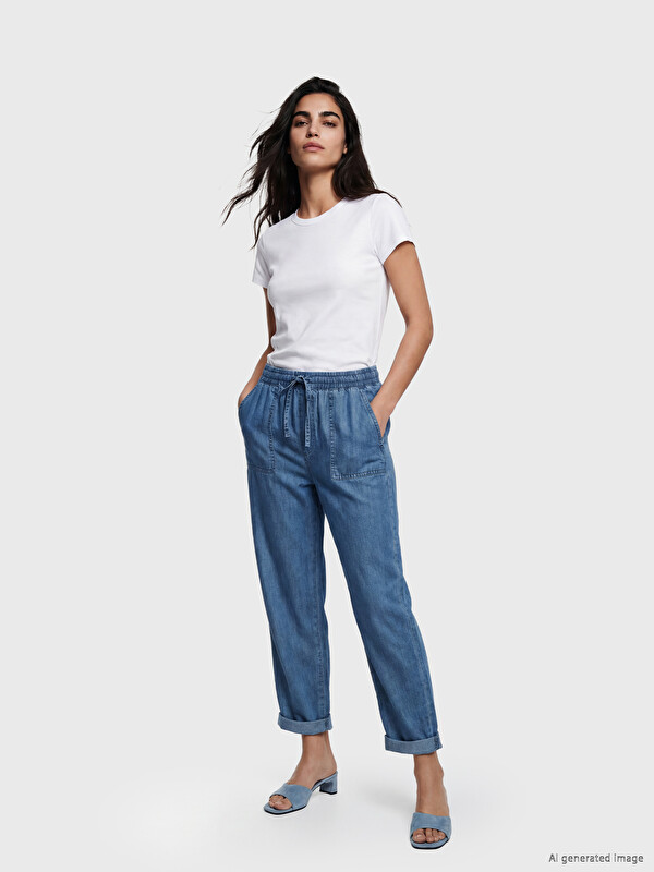 LCW Jeans Beli Lastikli Carrot Fit Kadın Jean Pantolon