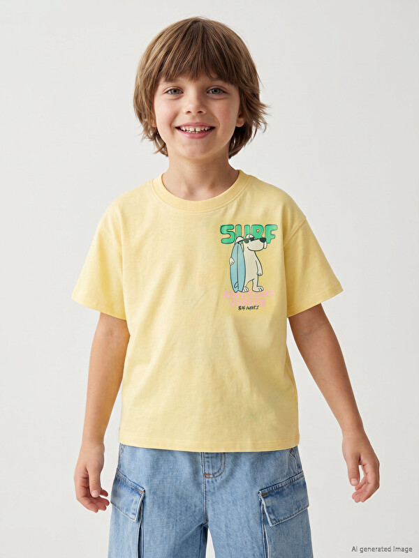 LCW Kids Crew Neck Printed Boys' T-Shirt