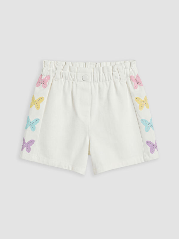 LCW Kids Kelebek Nakışlı Kız Çocuk Şort Etek