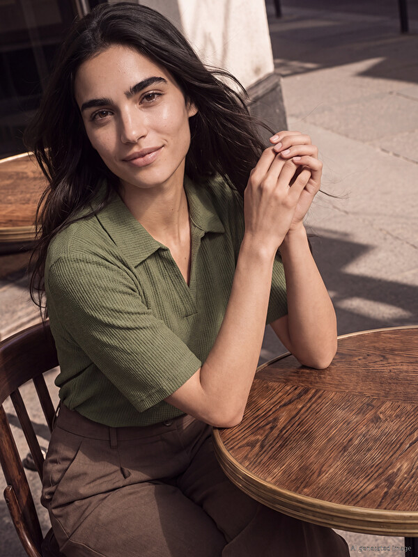 LCW Modest Polo Collar Short Sleeve Women's Tunic