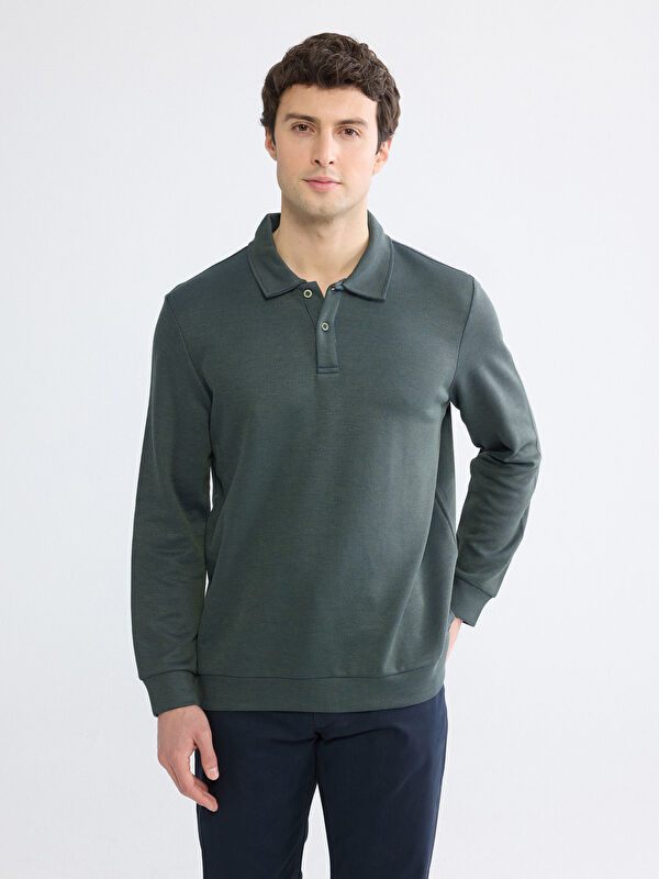 LCWAIKIKI Classic Polo Yaka Erkek Sweatshirt