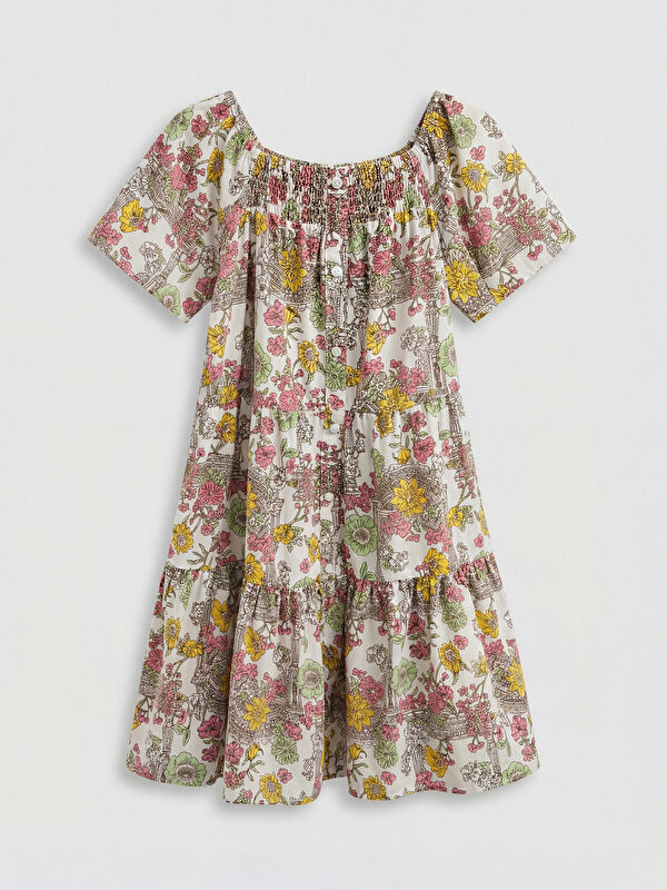 LCW Kids Square Neck Floral Girls' Dress