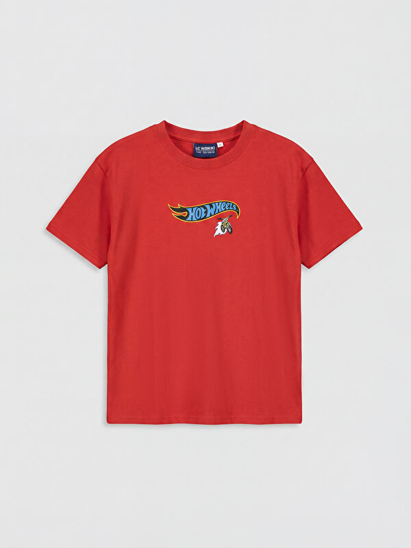 LCW Kids Bisiklet Yaka Hot Wheels Baskılı Erkek Çocuk Tişört
