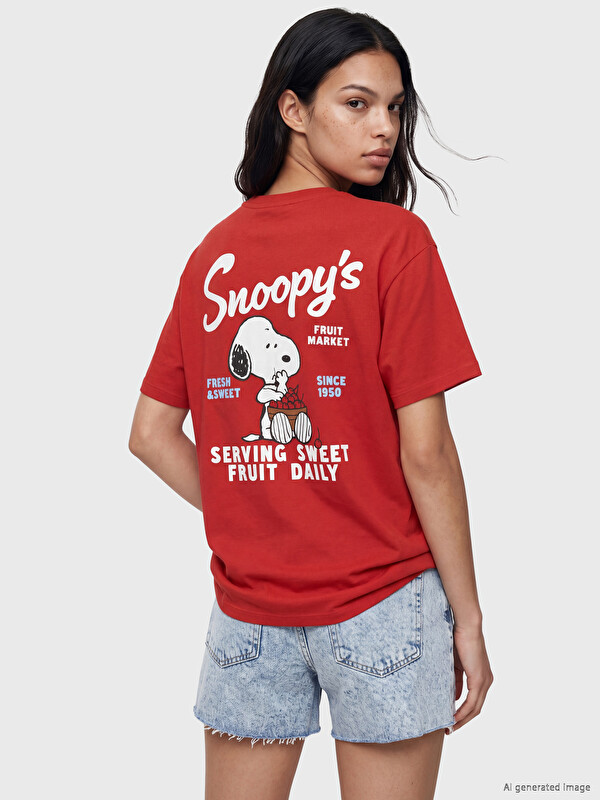 XSIDE Crew Neck Snoopy Printed Women's T-Shirt