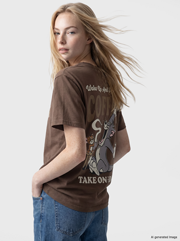 XSIDE Tricou imprimat Tom & Jerry pentru femei