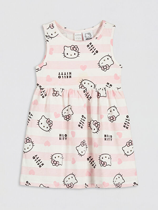 LCW Kids فستان بناتي مطبوع بياقة دائرية من Hello Kitty