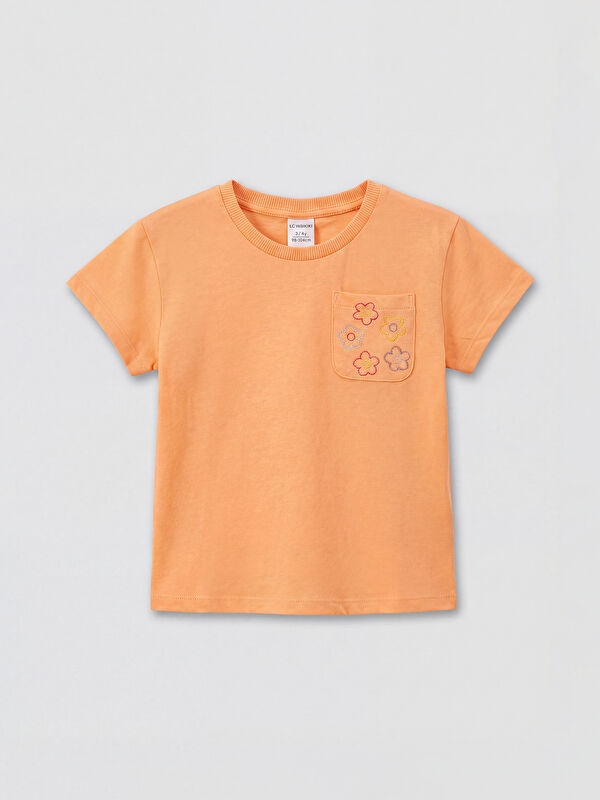 LCW baby Crew Neck Embroidered Girls' T-Shirt