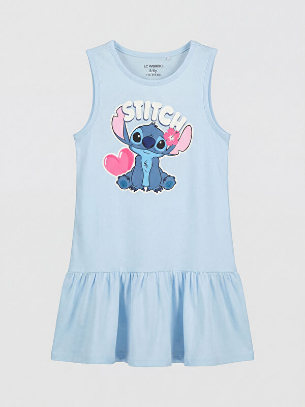 LCW Kids Stitch Printed Crew Neck Girls' Jersey Dress