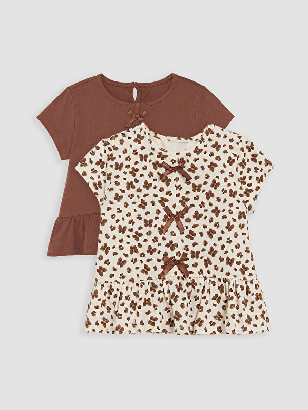 LCW Kids Bow Detailed Girls' T-Shirt 2 Pack