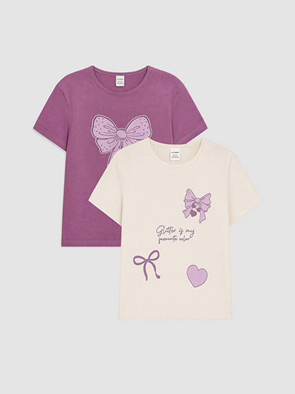 LCW Kids Printed Girls' T-Shirt 2 Pack