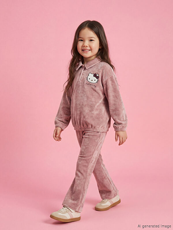 LCW Kids Polo Yaka Hello Kitty Nakışlı Kız Çocuk Takım