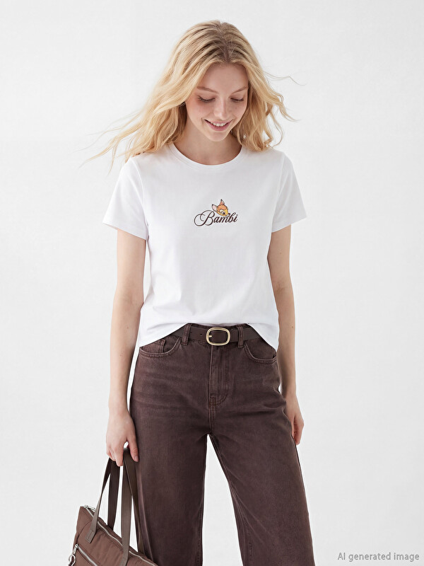 XSIDE Crew Neck Bambi Printed Women's T-Shirt