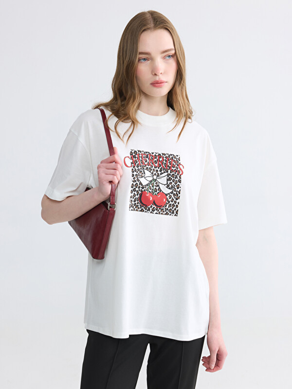 LCW Modest Printed 100% Cotton Women's T-Shirt