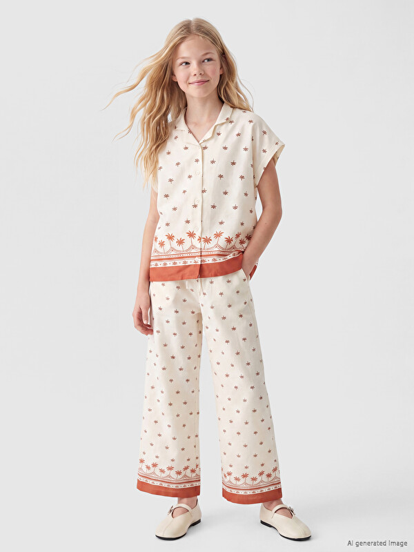 LCW Kids Loose Fit Kız Çocuk Desenli Pantolon