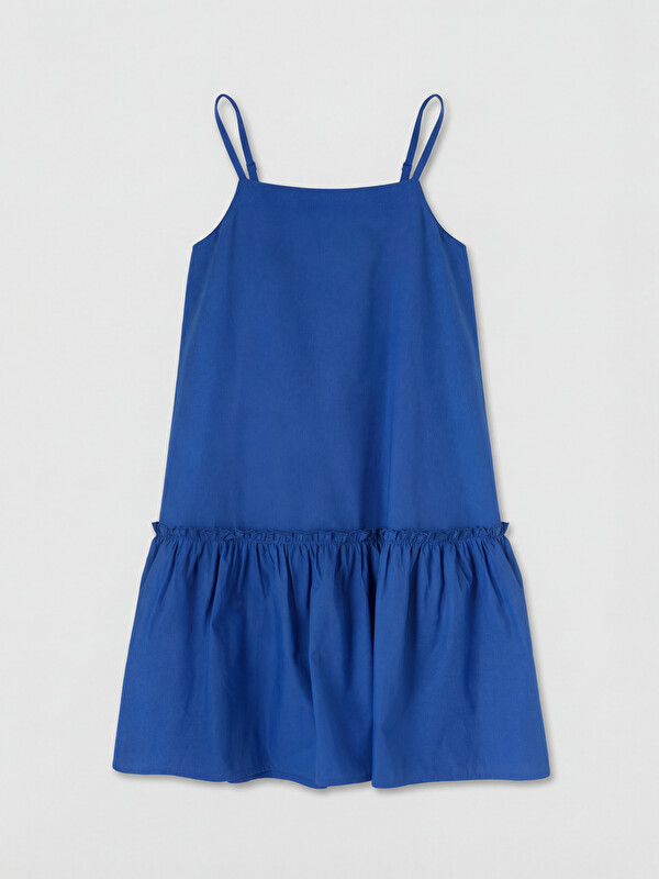 LCW Kids Square Neck Girls' Frilled Poplin Dress