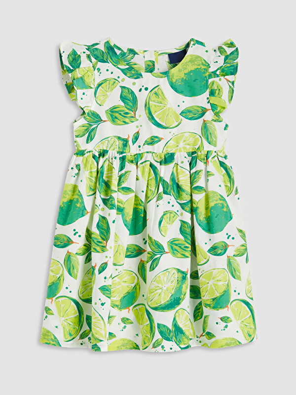 LCW Kids Crew Neck Printed Girls' Poplin Dress