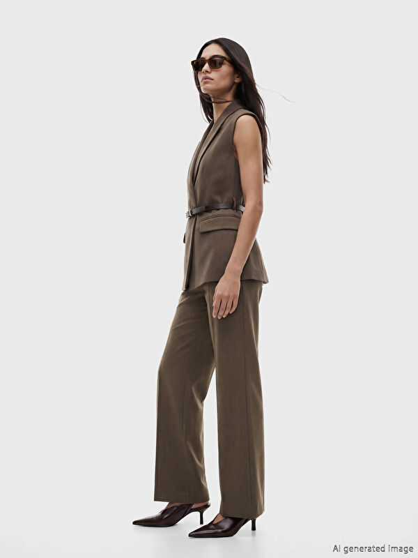 LCWAIKIKI Classic Beli Kemerli Standart Fit Kadın Pantolon