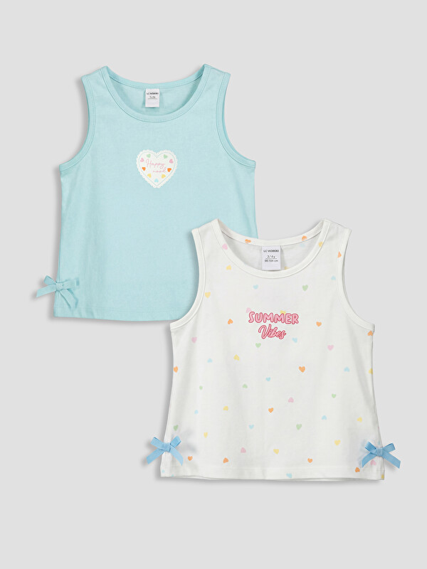 LCW Kids Crew Neck Printed Girls' Tank Top 2 Pack