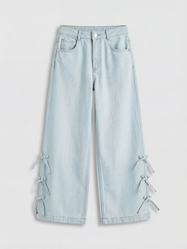 LCW Kids Wideleg Bow Detailed Girls' Jeans