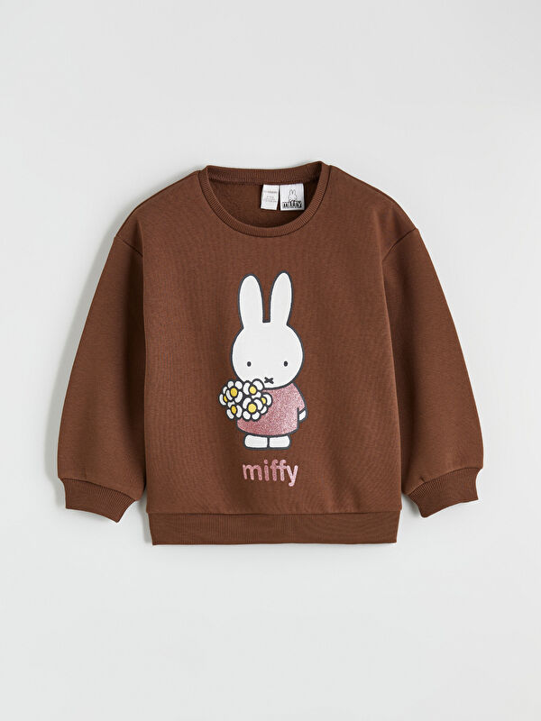 LCW Kids Miffy Baskılı Kız Çocuk Kalın Sweatshirt