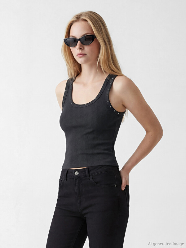 XSIDE U Neck Embellished Women's Tank Top