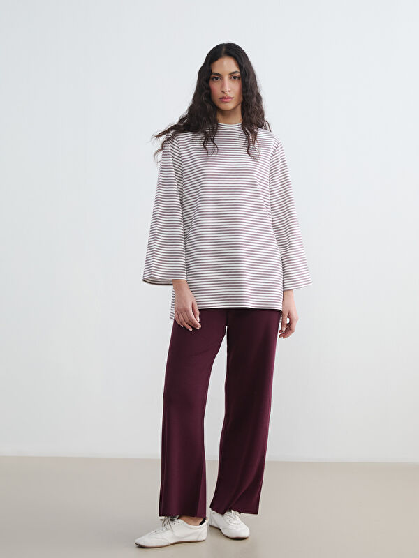 LCW Modest Beli Lastikli Geniş Paça Kadın Triko Pantolon
