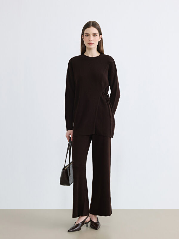 LCW Modest Beli Lastikli Geniş Paça Kadın Triko Pantolon