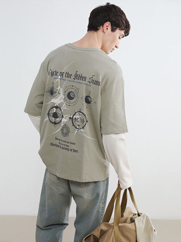 XSIDE Bisiklet Yaka Baskılı Erkek Sweatshirt