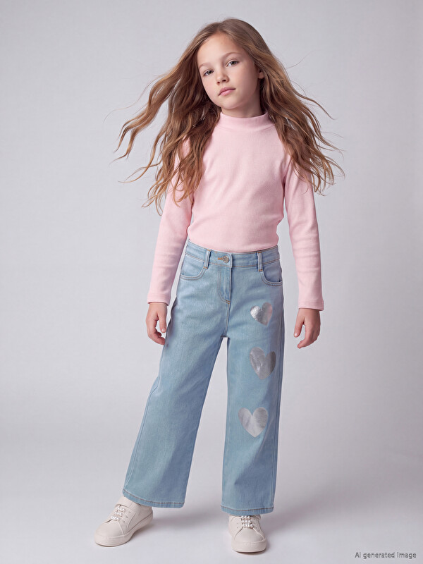 LCW Kids Flare Printed Girls' Jeans