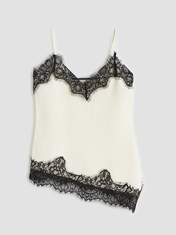 LCW Vision V Neck Strappy Lace Women's Tank Top - S6NC81Z8-FDU