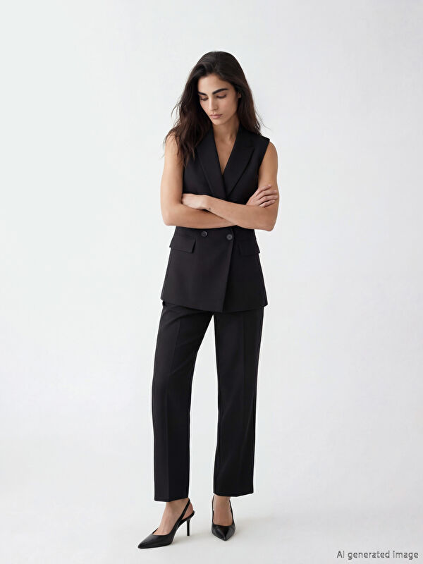 LCW Vision Yüksek Bel Loose Fit Kadın Kumaş Pantolon