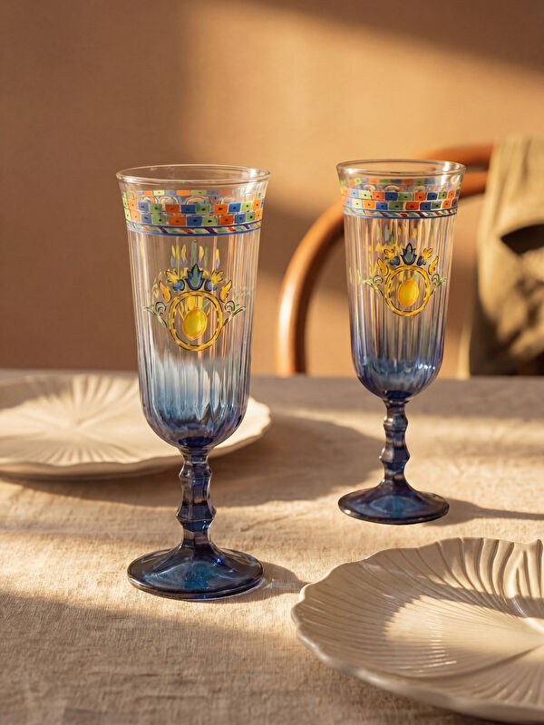 LCW HOME Baskılı Ayaklı Cam Su Bardağı 2'li 120 ml