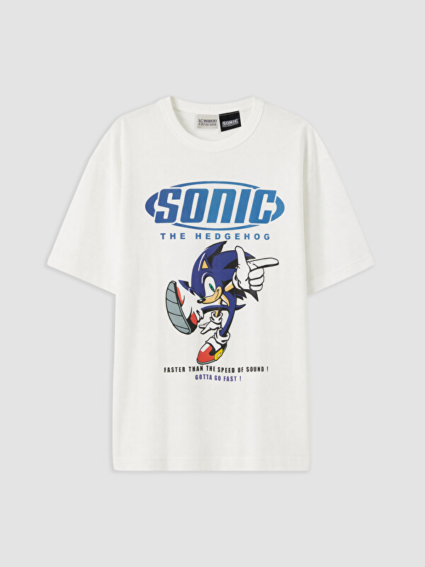 LCW Kids Bisiklet Yaka Sonic Baskılı Erkek Çocuk Tişört