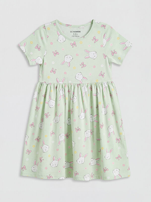 LCW Kids Crew Neck Printed Girls' Dress