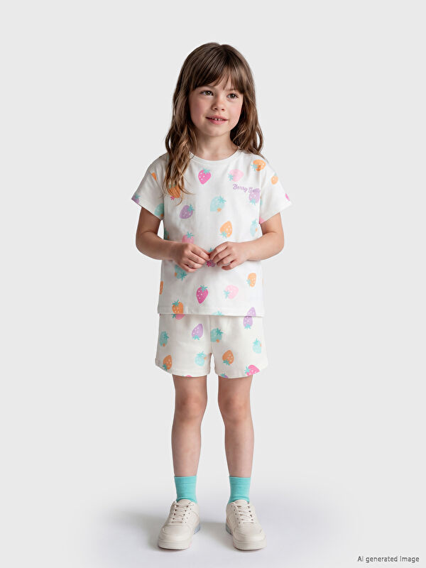 LCW Kids Kız Çocuk Çilek Baskılı Şort