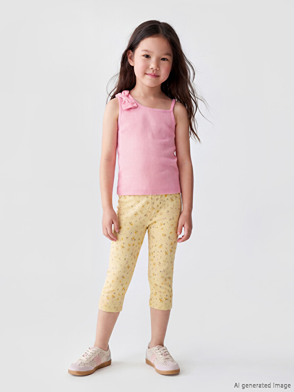 LCW Kids Çiçekli Kız Çocuk 3/4 Boy Tayt 2'li