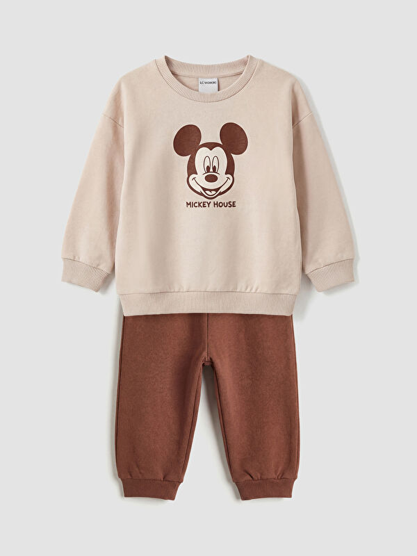 LCW baby  Mickey Mouse Baskılı Erkek Bebek Sweatshirt ve Eşofman Alt