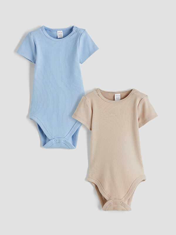 LCW baby Bisiklet Yaka Erkek Bebek Çıtçıtlı Body 2'li
