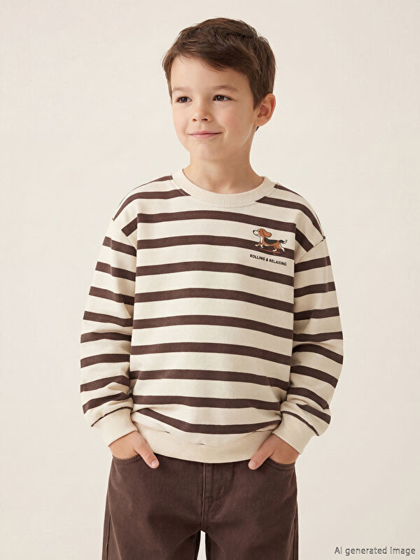 LCW Kids Çizgili Erkek Çocuk Sweatshirt