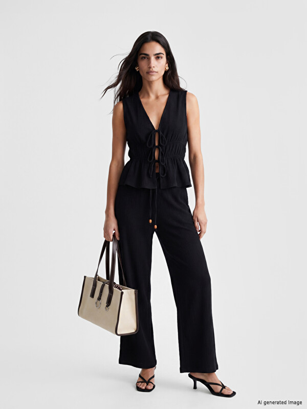 LCW Vision Elastic Waist Muslin Women's Trousers